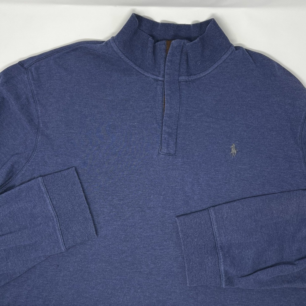 Polo Ralph Lauren Men's Luxury Jersey Quarter-Zip Pullover Sweater Blue‎